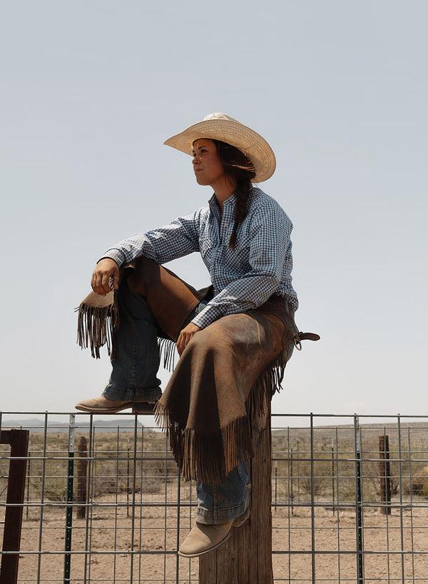 Ely Cattleman Women's Cowboygirl Blue Gingham Granddaddy Snap Shirt