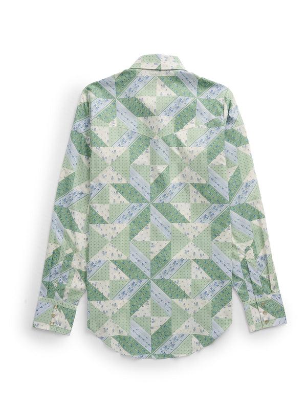 Ely Cattleman Women's Cowboygirl Sage Brush Quilt Print Granddaddy Snap Shirt