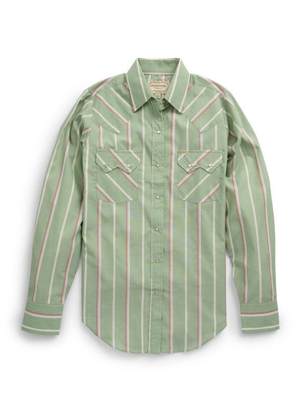 ely cattleman Women's Cowboygirl Sage Brush Striped Granddaddy Snap Shirt