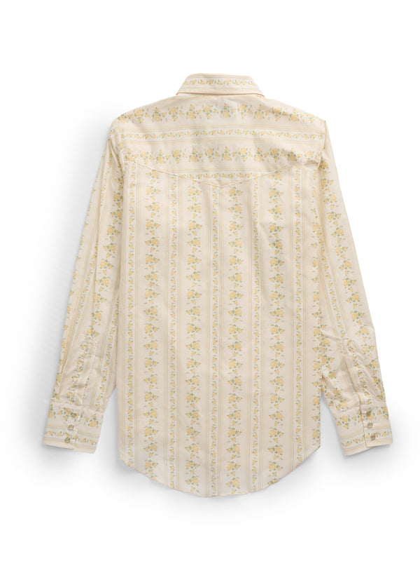 Ely Cattleman Women's Cowboygirl Yellow Rose Print Granddaddy Snap Shirt