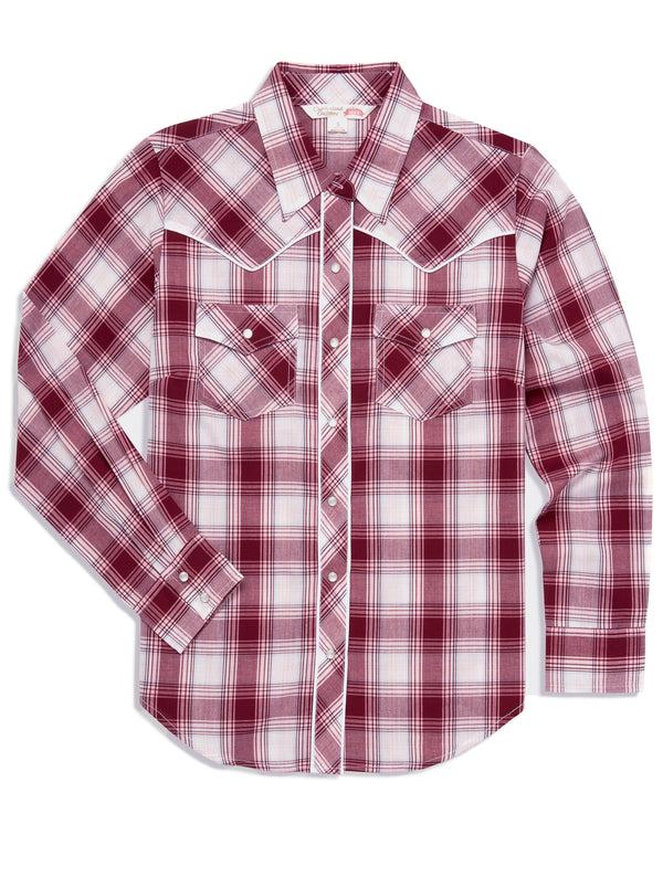 ely cattleman Women's Ely Cattleman Plaid Western Snap Shirt with Piping