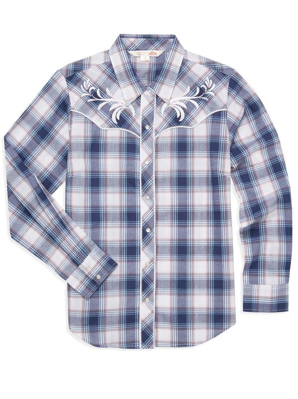 ely cattleman Women's Ely Cattleman Plaid Western Snap Shirt with Embroidery