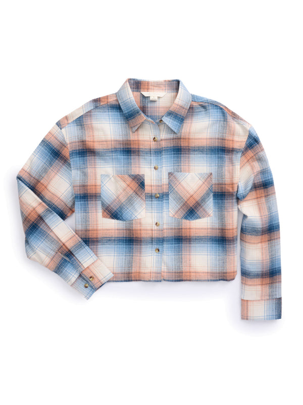 ely cattleman Women's Ely Walker Cropped Boyfriend Flannel Shirt