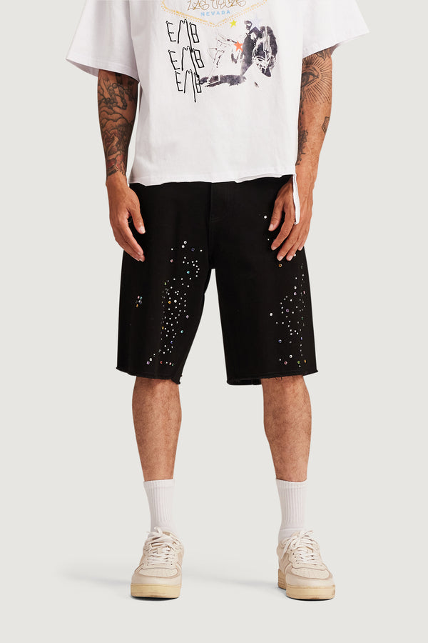 Embellish Bowie Denim Shorts (Black) BLK