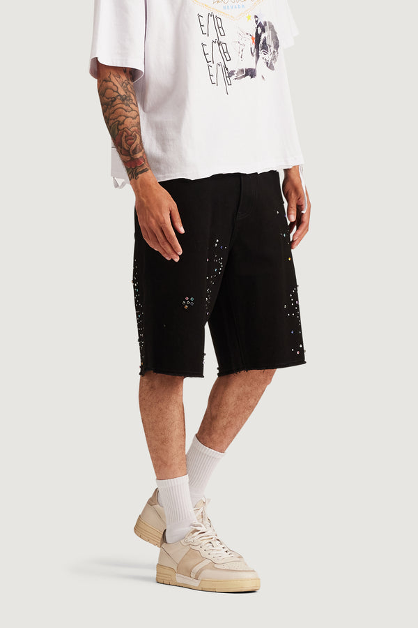 Embellish Bowie Denim Shorts (Black) BLK