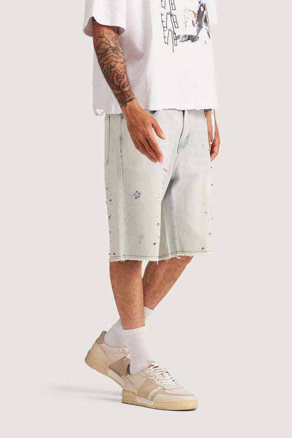 Embellish Bowie Denim Shorts (Light Blue) LBLUE