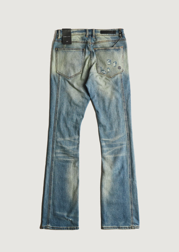 Embellish Chip Flare Denim (Light Blue)