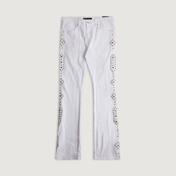 embellish Corrosion Flare Denim (White)