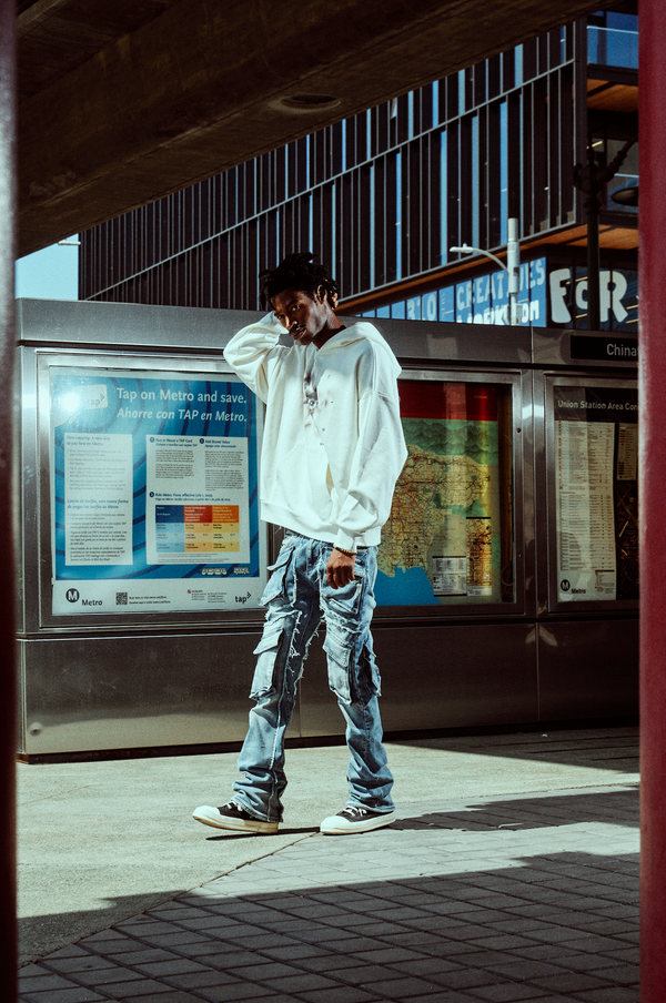 Embellish Eagle Cargo Flare Denim (Acid Wash)