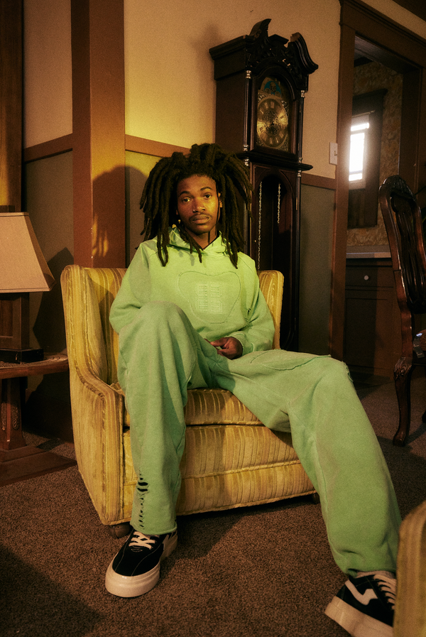 Embellish Edge Hoodie (Washed Lime)