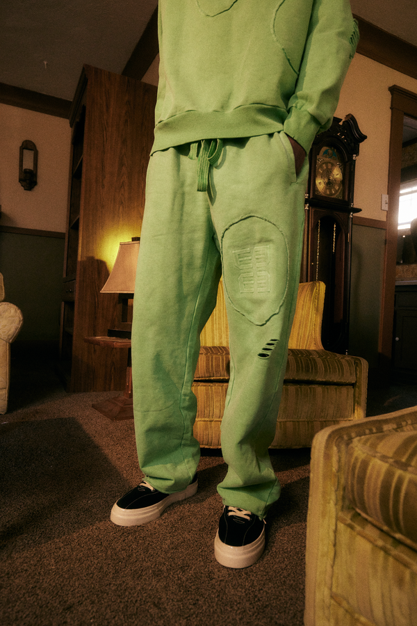 Embellish Edge Sweatpant (Washed Lime)