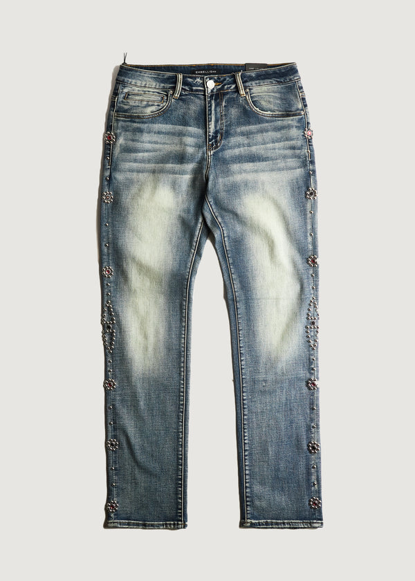 embellish Enamel Studded Straight Denim (Indigo)