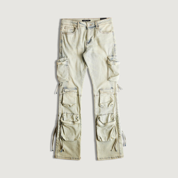 embellish Hawk Flare Cargo Denim (Acid Sand)