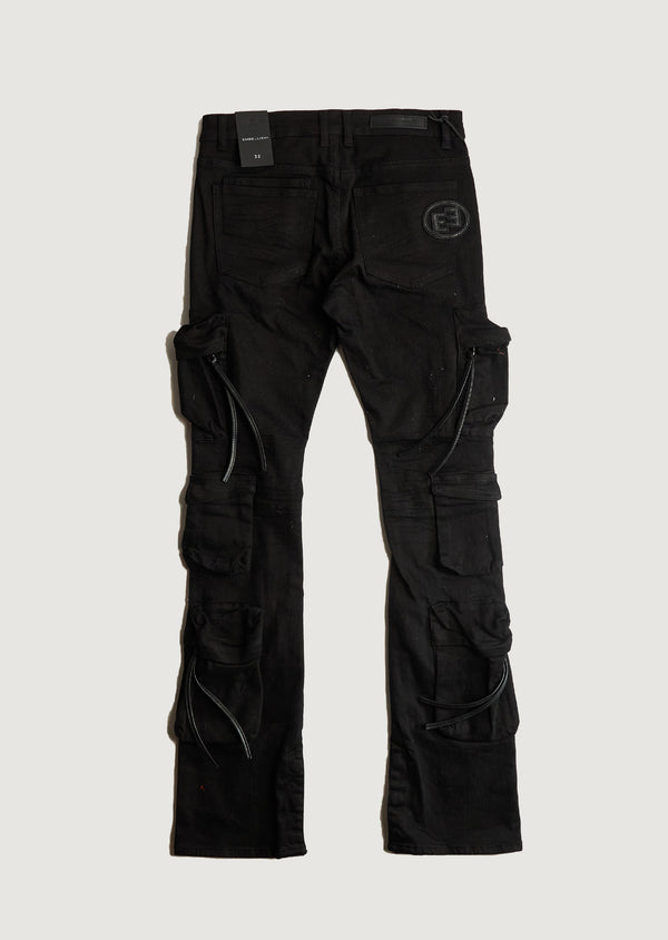 Embellish Hawk Flare Cargo Denim (Black)