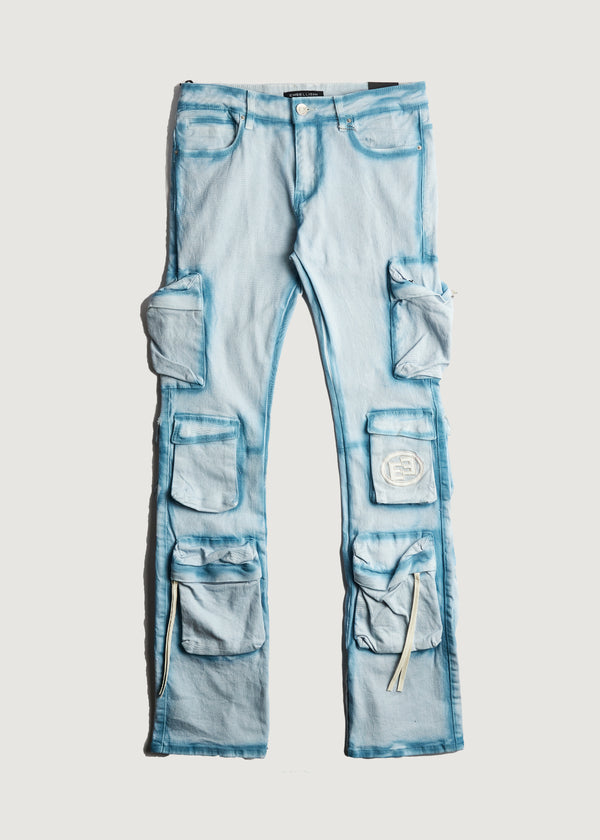 embellish Hawk Flare Cargo Denim (Blue)