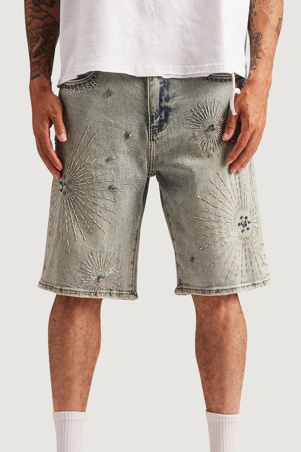 Embellish Krystos Denim Shorts BLCHWASH