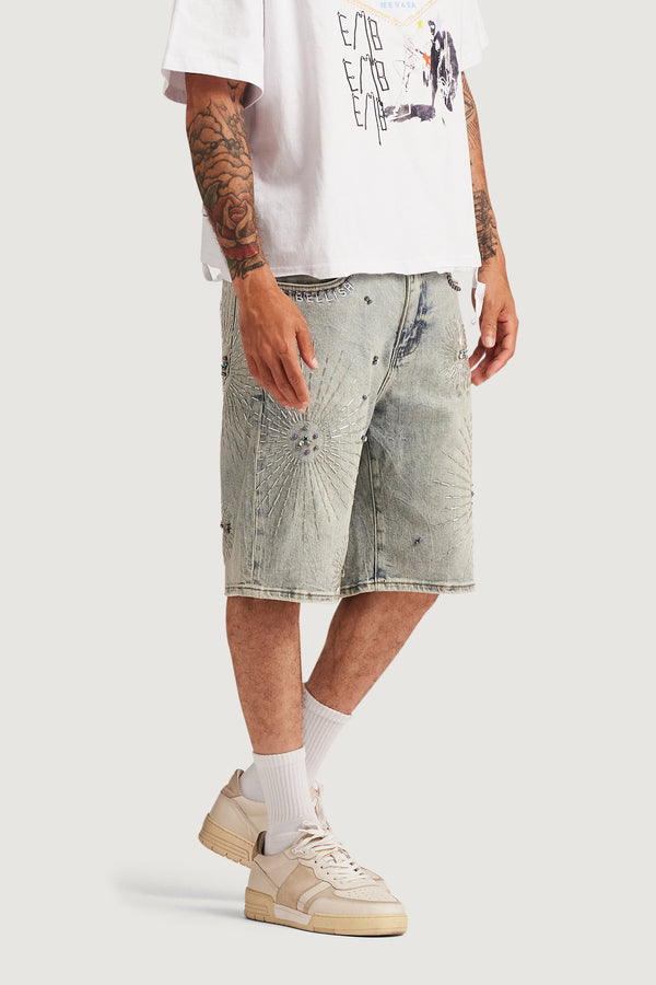 Embellish Krystos Denim Shorts BLCHWASH
