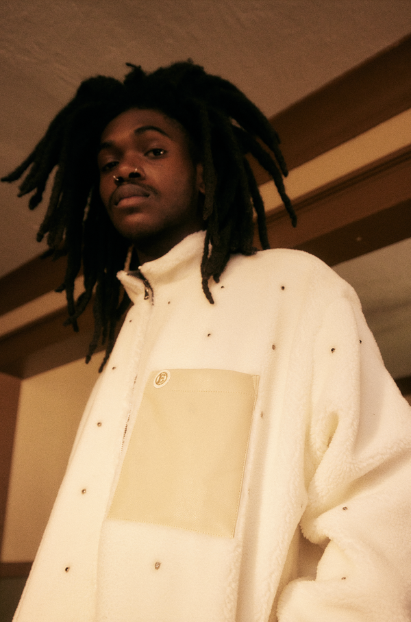 Embellish Leo Zip Sherpa Jacket (White)