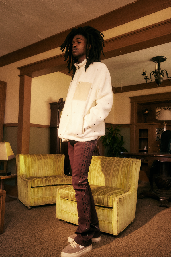 Embellish Mills Flare Denim (Burgundy)