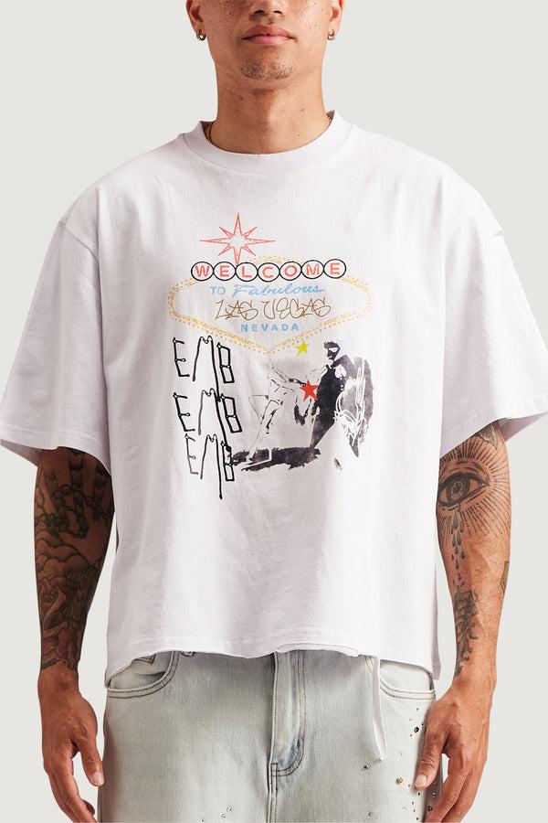 Embellish Sin City Crop Tee WHT