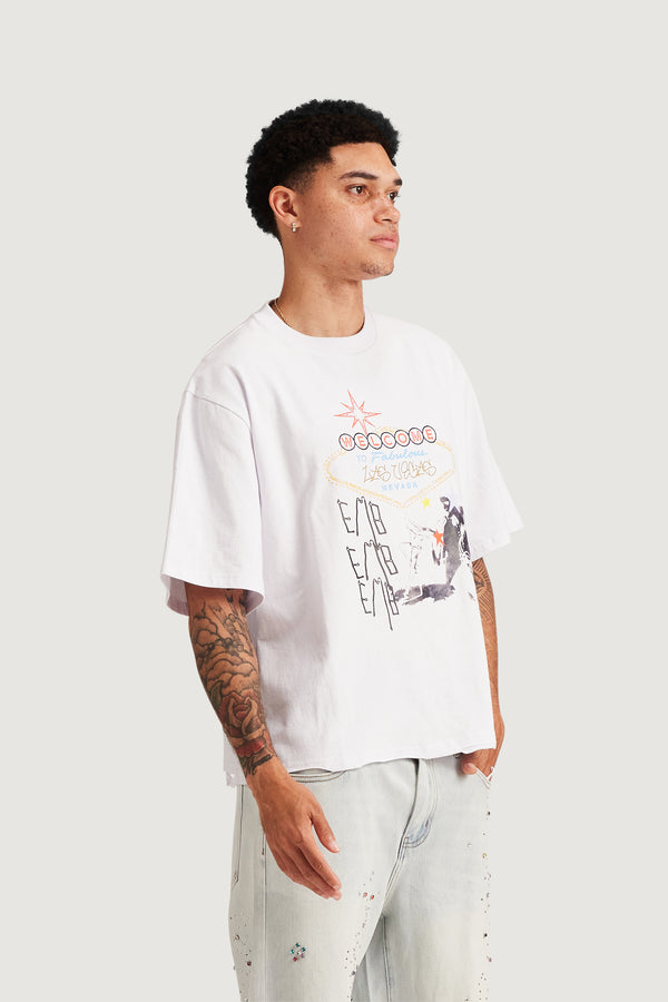 Embellish Sin City Crop Tee WHT
