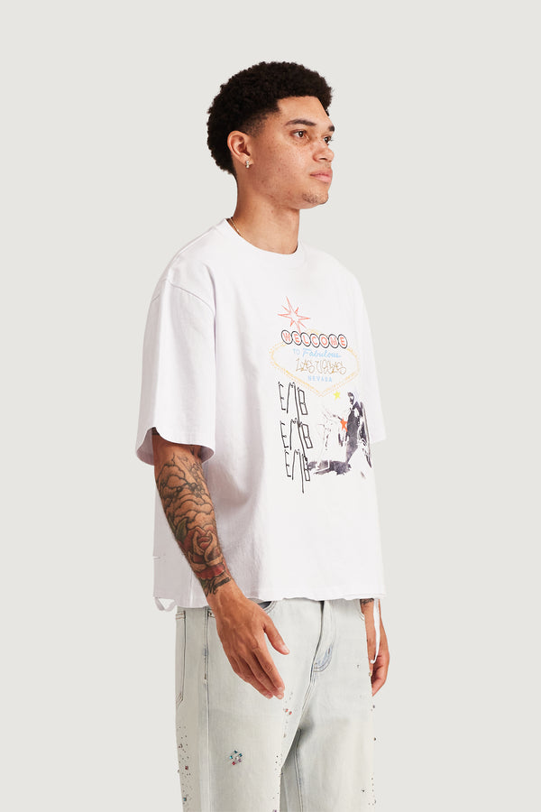 Embellish Sin City Crop Tee WHT