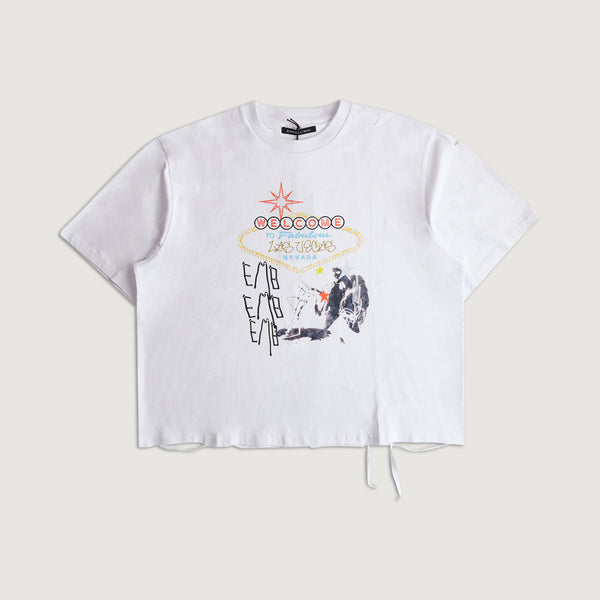 embellish Sin City Crop Tee WHT