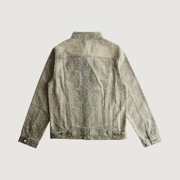 Embellish Spider Denim Jacket (Light Green)
