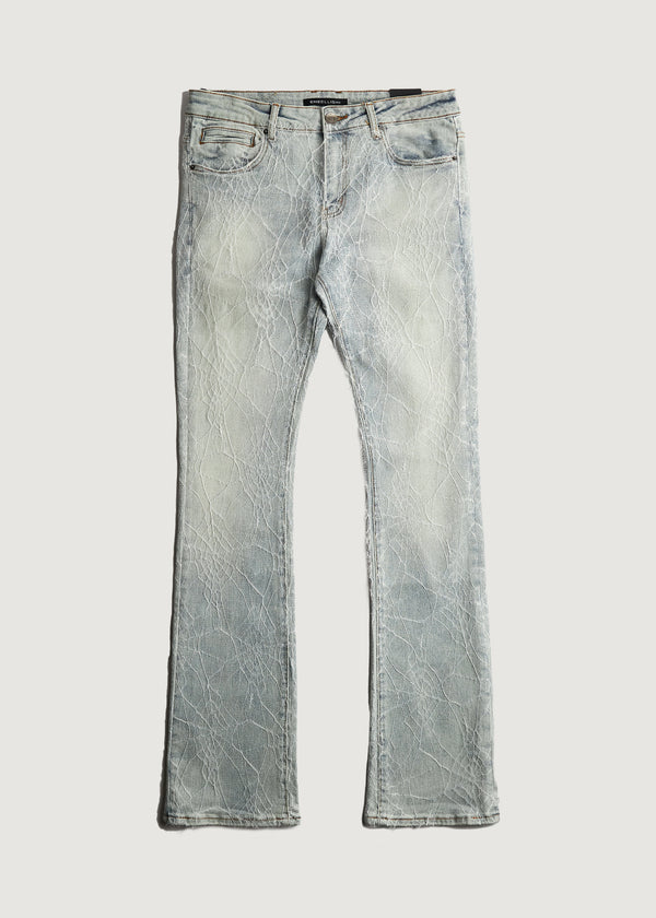 embellish Spider Flare Denim (Light Blue)