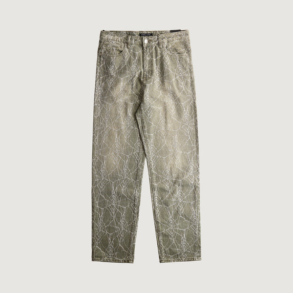 embellish Spider Straight Denim (Light Green)