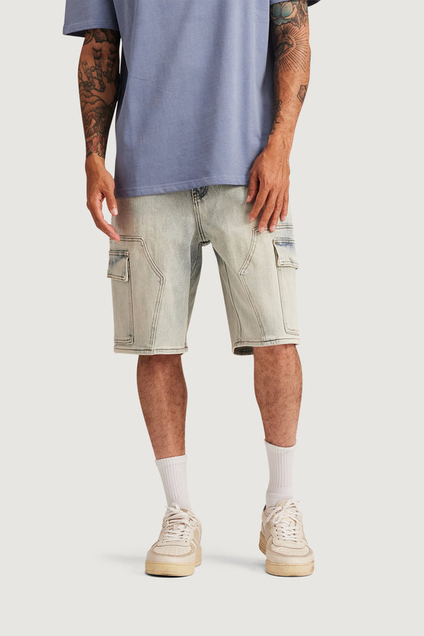 Embellish General Cargo Denim Shorts (Bleached Wash) LBLCH