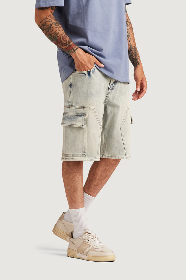 Embellish General Cargo Denim Shorts (Bleached Wash) LBLCH
