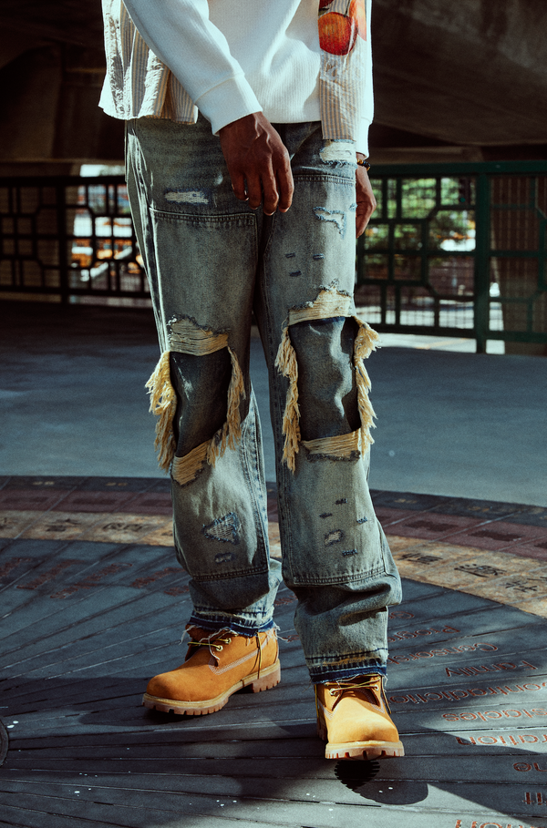 Embellish Hart Distressed Straight Denim (Vintage Acid)