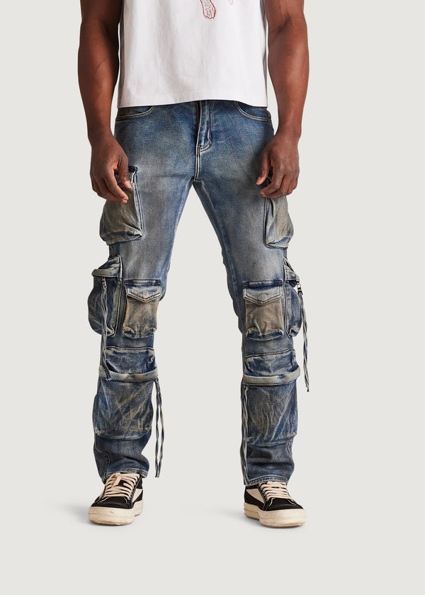 Embellish Squadron Slim Straight Cargo Denim (Dirty Indigo)