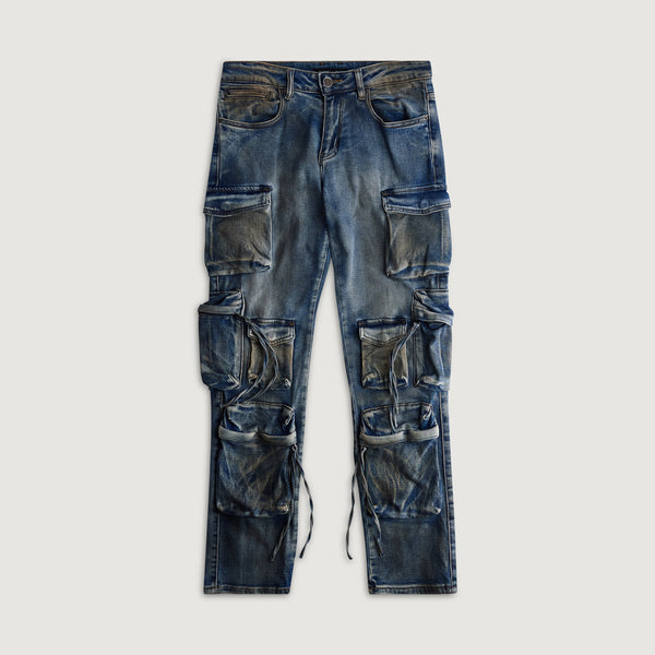 embellish Squadron Slim Straight Cargo Denim (Dirty Indigo)