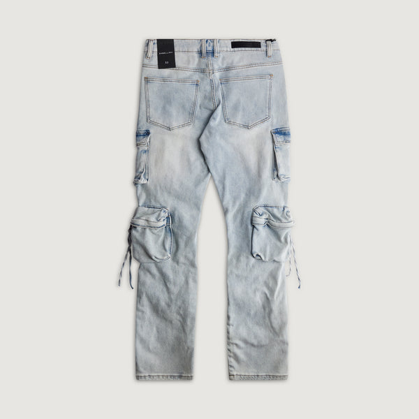 Embellish Squadron Slim Straight Cargo Denim (Light Wash)