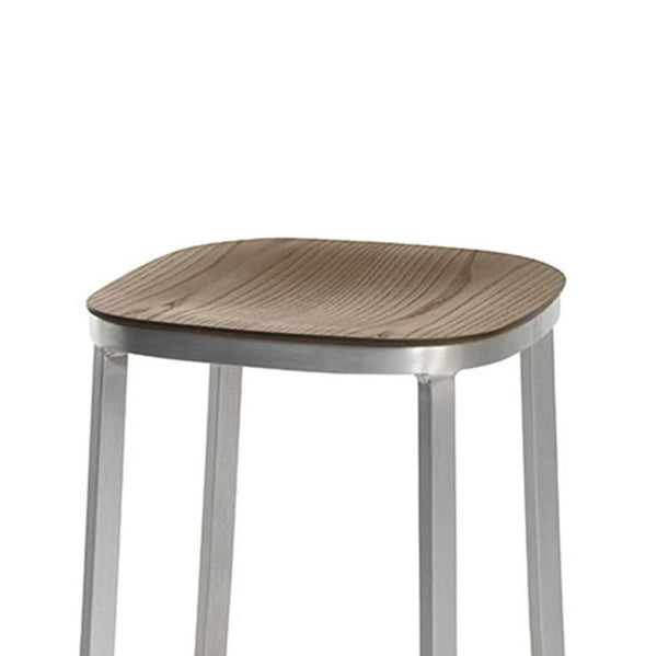 Emeco 1 Inch® Small Stool Wood Seat By Jasper Morrison