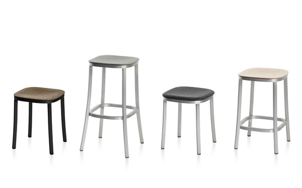 Emeco 1 Inch® Small Stool Wood Seat By Jasper Morrison