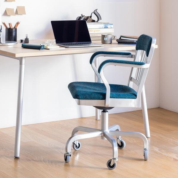 Emeco 1011 Navy Classic Semi-upholstered Swivel Armchair