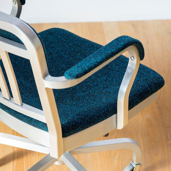 Emeco 1011 Navy Classic Semi-upholstered Swivel Armchair