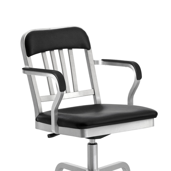 Emeco 1011 Navy Classic Semi-upholstered Swivel Armchair