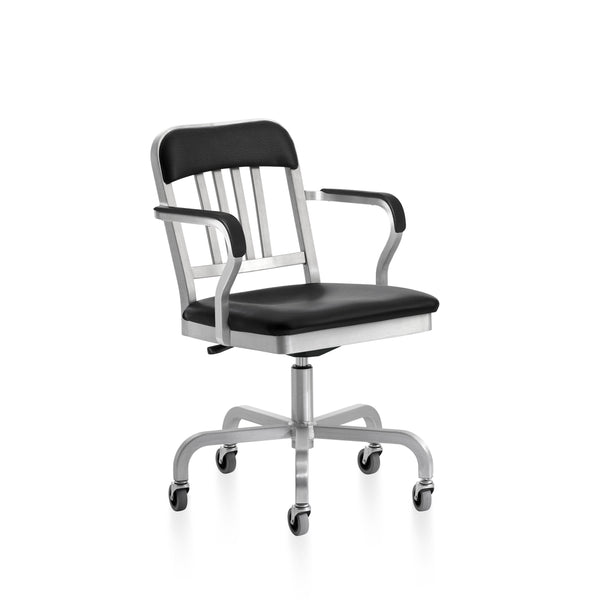 emeco 1011 Navy Classic Semi-upholstered swivel armchair