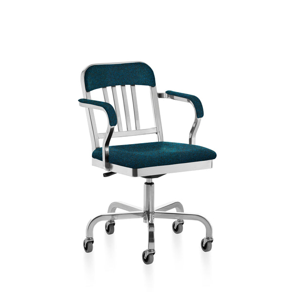 emeco 1011 Navy Classic Semi-upholstered swivel armchair