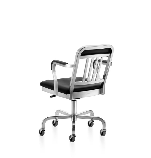 Emeco 1011 Navy Classic Semi-upholstered Swivel Armchair