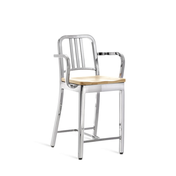 emeco 1104 Navy Stool with arms