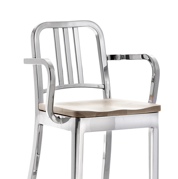 Emeco 1104 Navy Stool With Arms