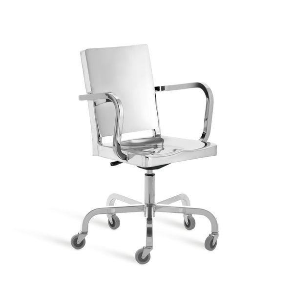 emeco Hudson swivel chair with arms by Philippe Starck