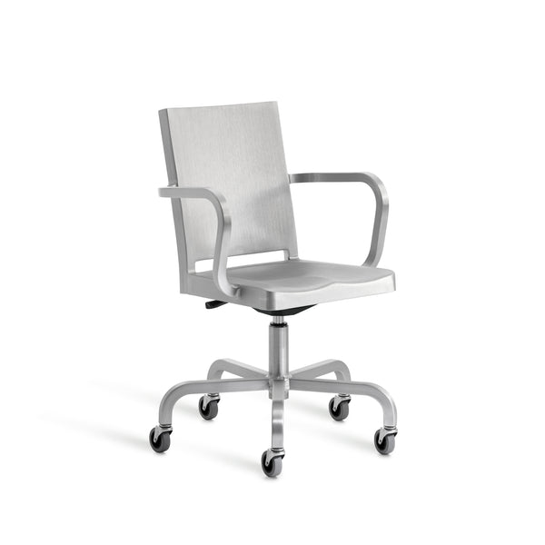 emeco Hudson swivel chair with arms by Philippe Starck