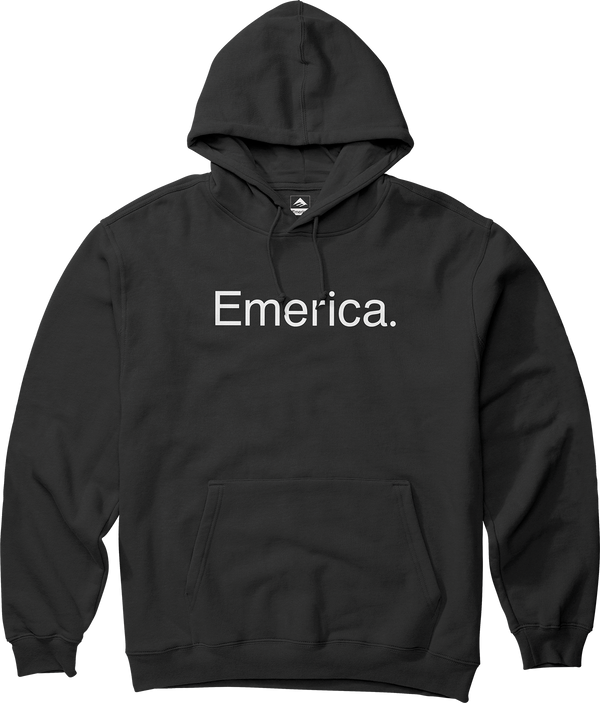 emerica PURE LOGO PULLOVER Screen Hooded Fleece BLACK
