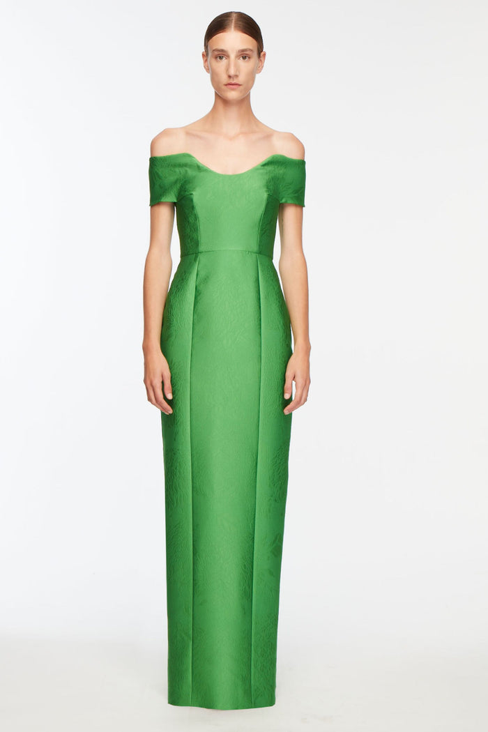 Emilia Wickstead Aislin Dress In Green Embossed Cloque